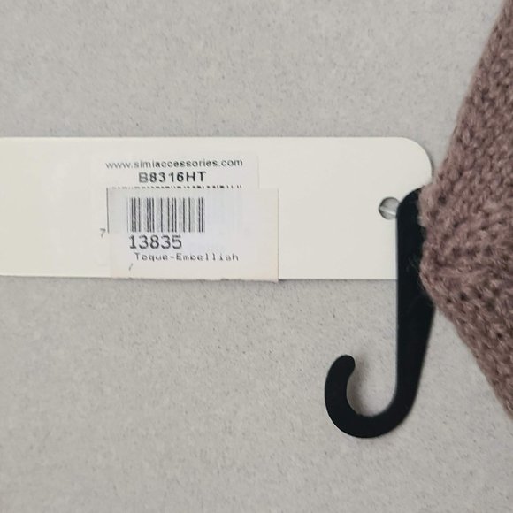 NWT Brown Knit Toque with Rhinestone Details - Picture 9 of 10